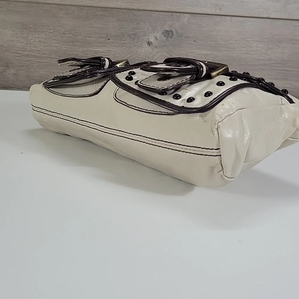 Kate Landry Cream Studded Double-Pocket Wristlet Clutch Bag